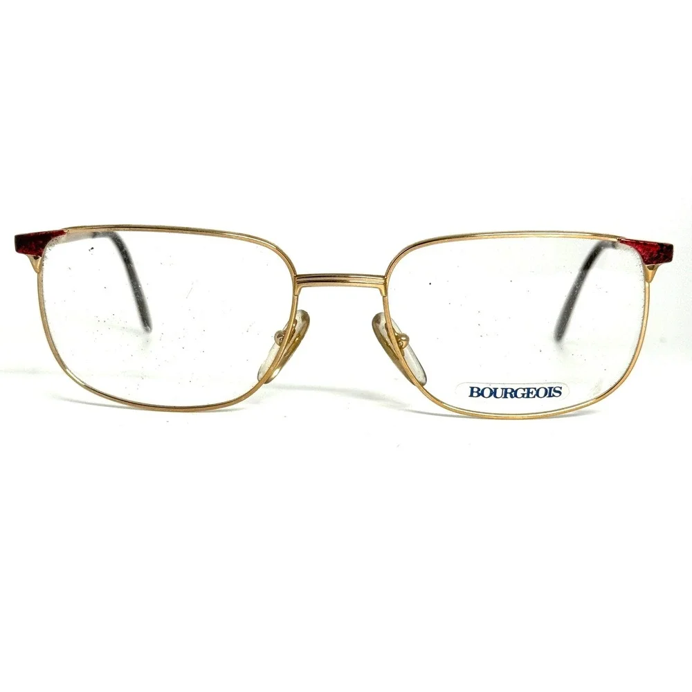 Bourgeois Lizon Gold Red Eyeglasses Frames 56-20-140 France Vintage H5597